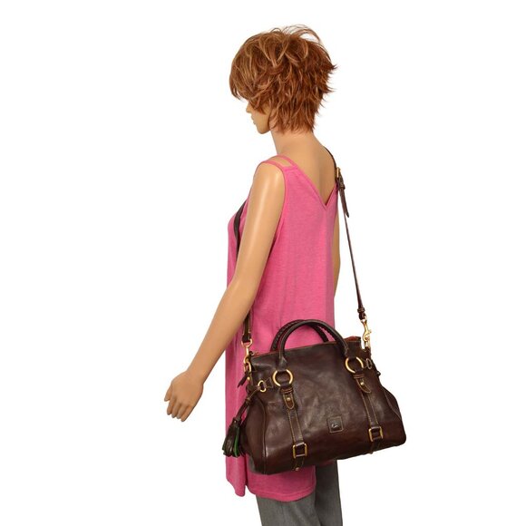 Dooney & Bourke Italian Florentine Leather Satchel Brown Crossbody - Picture 15 of 15